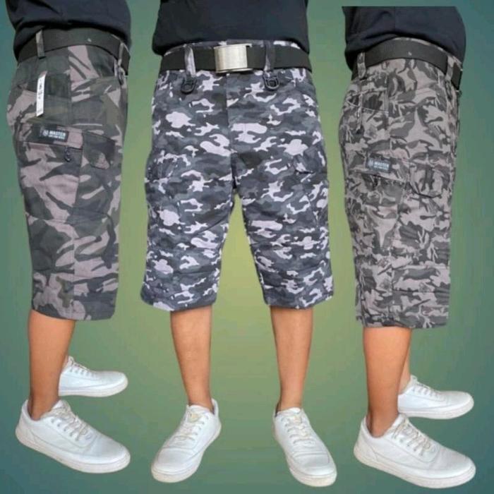 Celana Cargo Tactical Loreng Model Blackhawk Bawah Lutut Modern Premium Cargo Pendek Katun Tebal - B
