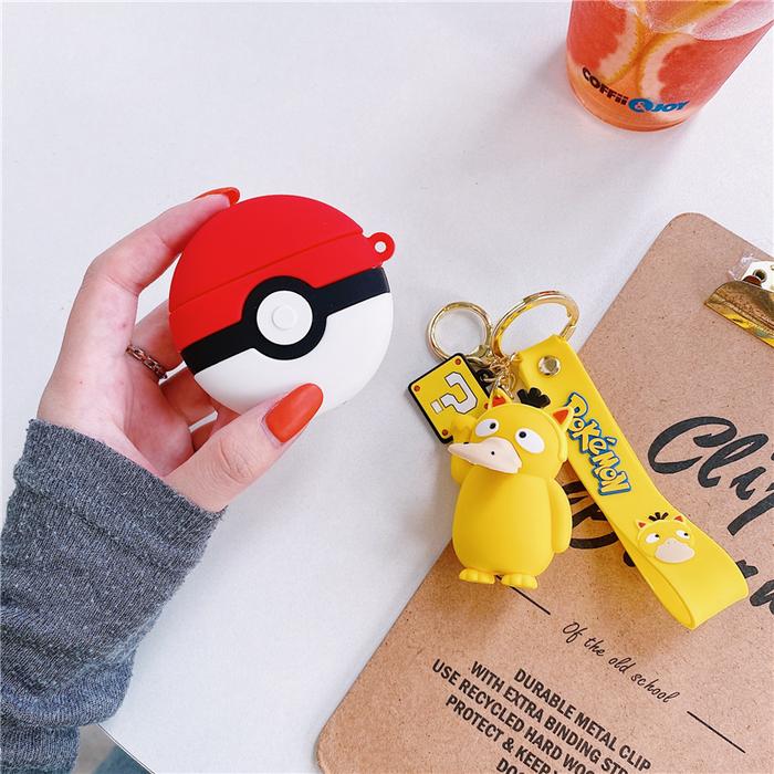 Poke Bola Case untuk Baseus W04 / W04 Pro TWS Earphone Kartun Silikon