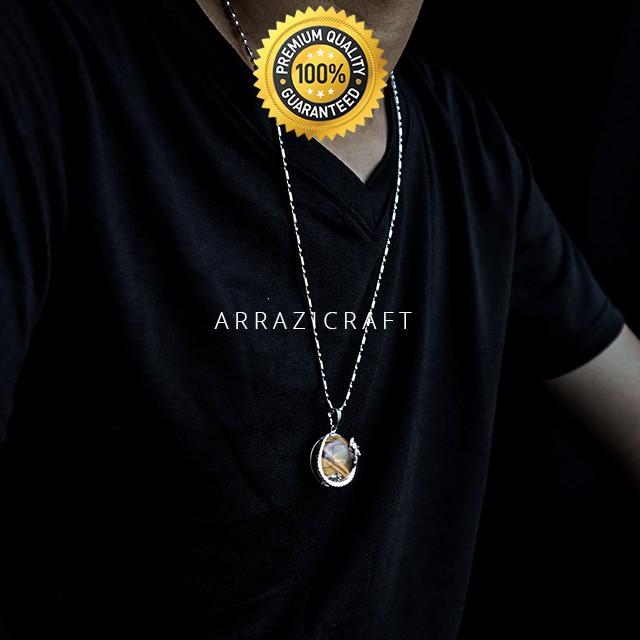 Kalung Liontin Pria Wanita Batu Akik Tiger Eye Mata Mata Harimau Original Keren Super Terbaik