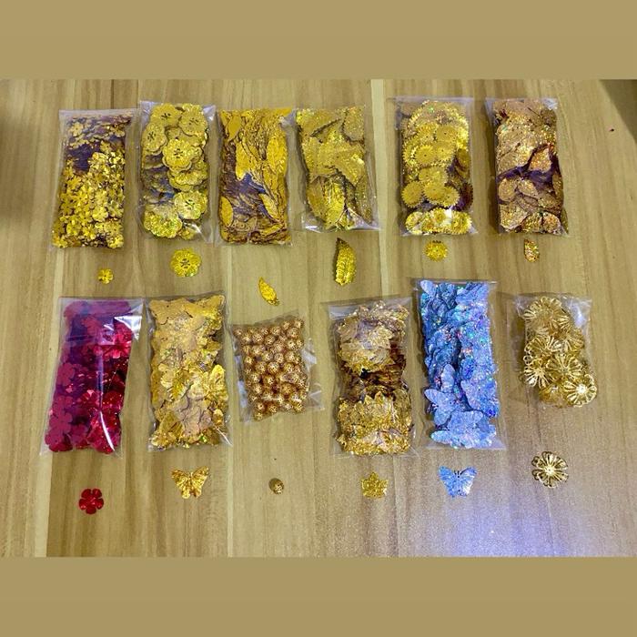 Rambochi Payet Daun Bunga Kupu | Payet Emas | Payet Silver | Payet Merah | Payet Baju | Payet Bando
