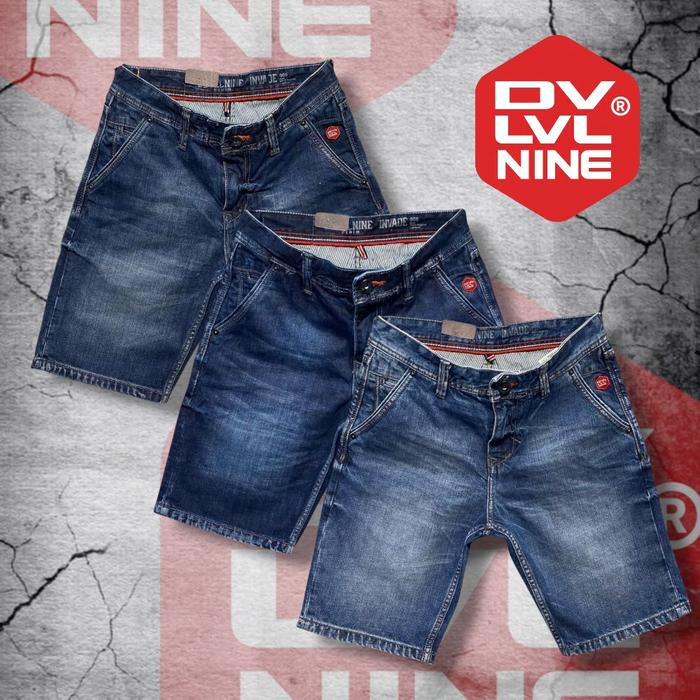 DV LVL NINE Celana Pendek Jeans Pria LEVEL NINE ORIGINAL Saku Miring dengan Desain Klasik dan Nyaman