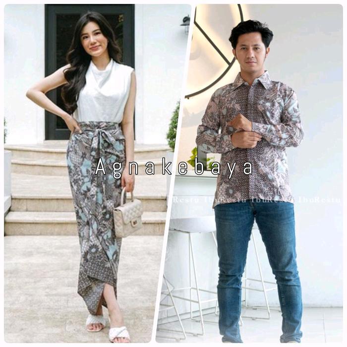 Couple Rok lilit dan kemeja batik Panjang (Bisa COD) by agnaKebaya pendek semi kondangan  pasangan  