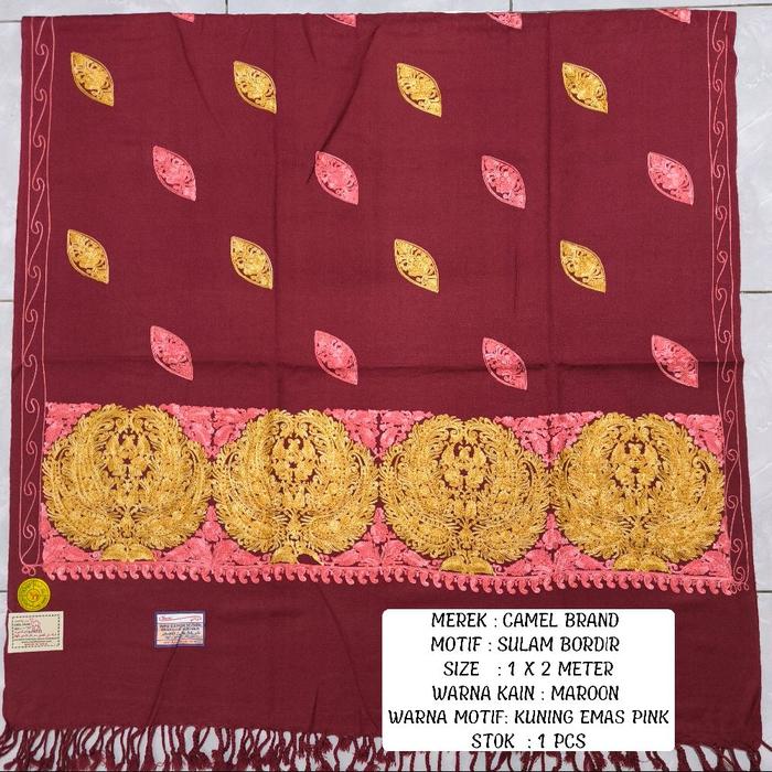 Syal sorban Kashmiri maroon sorban sulam surban kashmiri bordir surban premium sorban Kasmir ORI sor