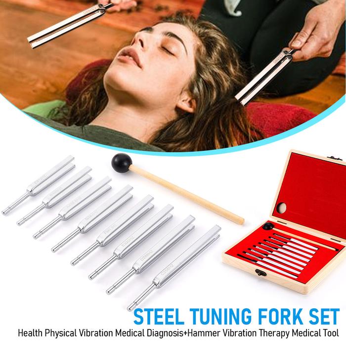 JimMejo 8pcs/set Medical Tuning Fork Sound Vibration Therapy 256-512HZ Vibration Sound Healing Kit S