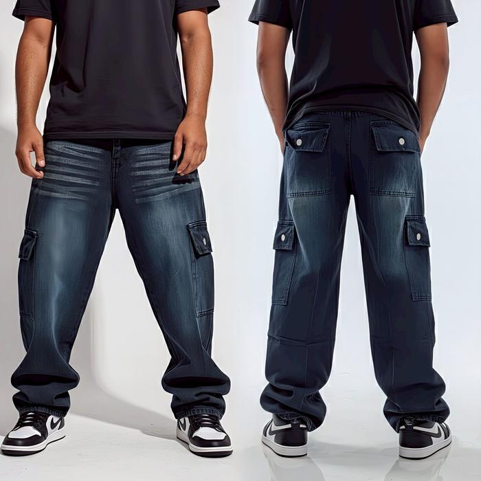 DZAURI Celana Panjang Baggy Jeans Gombrang Pria / Celana Ringkel Gombrang Pria