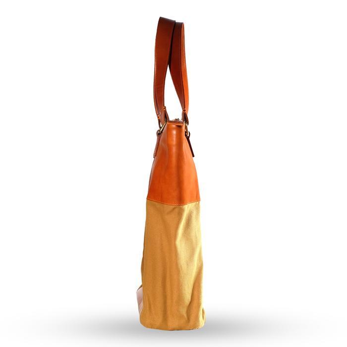 VOYEJ Grote II Tote Bag Leather Canvas Brown - Tas Kulit Unisex