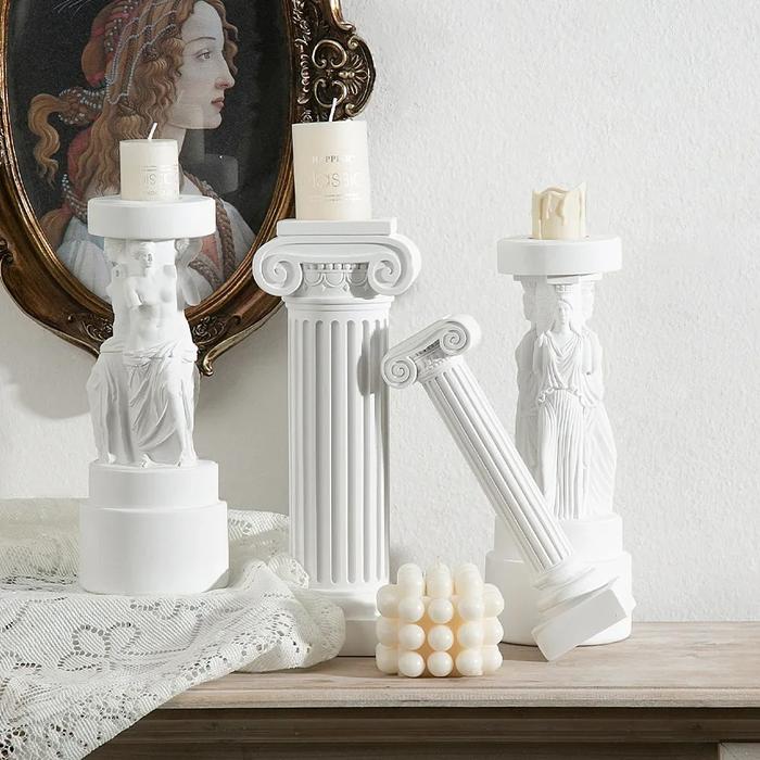 Roman Pillar Statues Greek Columns Candle Holder Resin Candlestick Stand Wedding Table Decoration Ho
