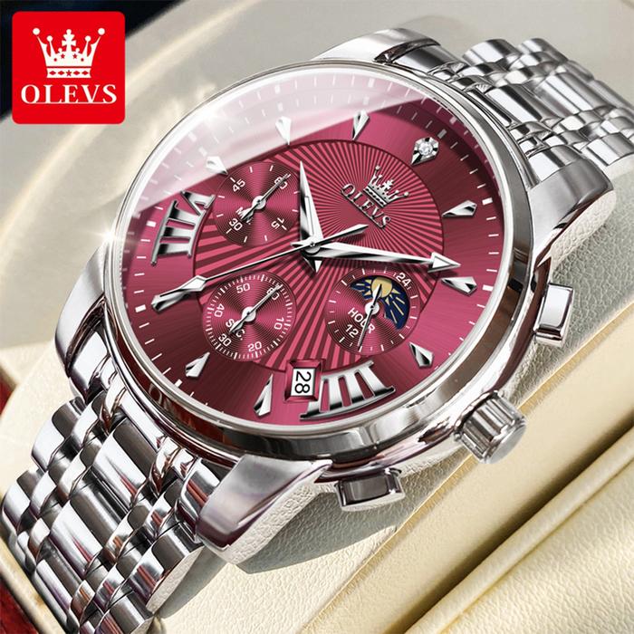 OLVES Jam tangan pria terbaru 2025 Jam tangan tahan air bercahaya pria Jam Tangan Kuarsa Stainless S
