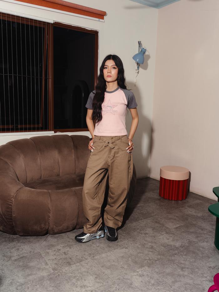 Pretty Pop - Baggy Pants Feels Celana Jeans Barrel Wanita - Coklat Kopi