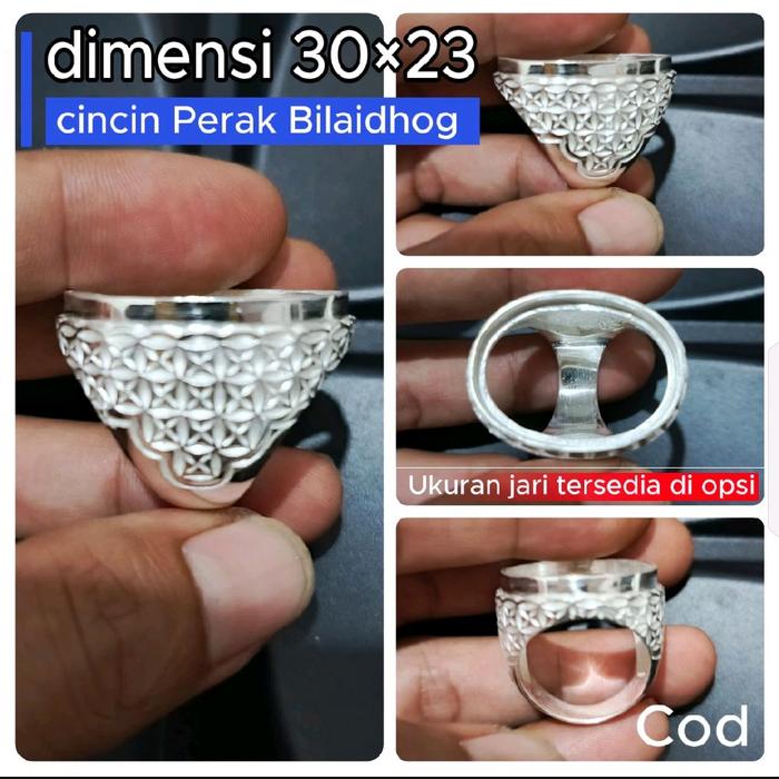 Cincin Perak 675 model ring Akik Karancang dimensi 30×23