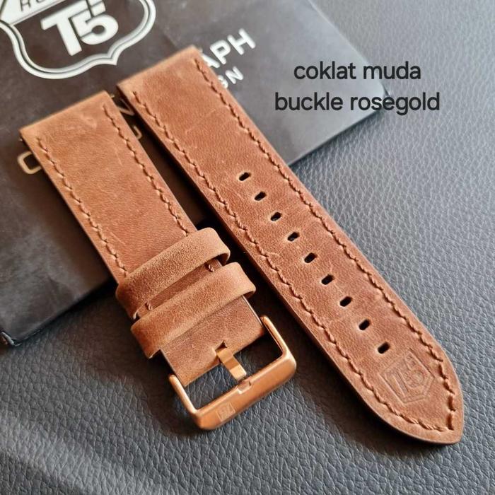 Strap Leather T5 Original Tali Kulit Jam Tangan T5 Original 22Mm 24Mm/Tali Jam Tangan Kulit Tebal Bu