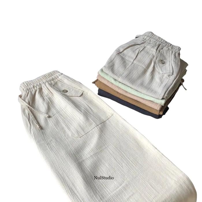 NAMI KULOT JUMBO BB 80 KG CELANA BIG SIZE XXL  Kancing Karet Linen