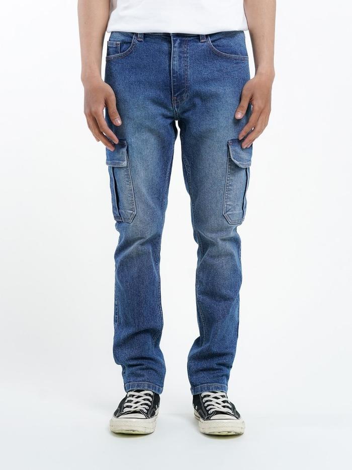 3Second Men's Long Cargo Denim Pants Slim Fit Ascent HP-030325