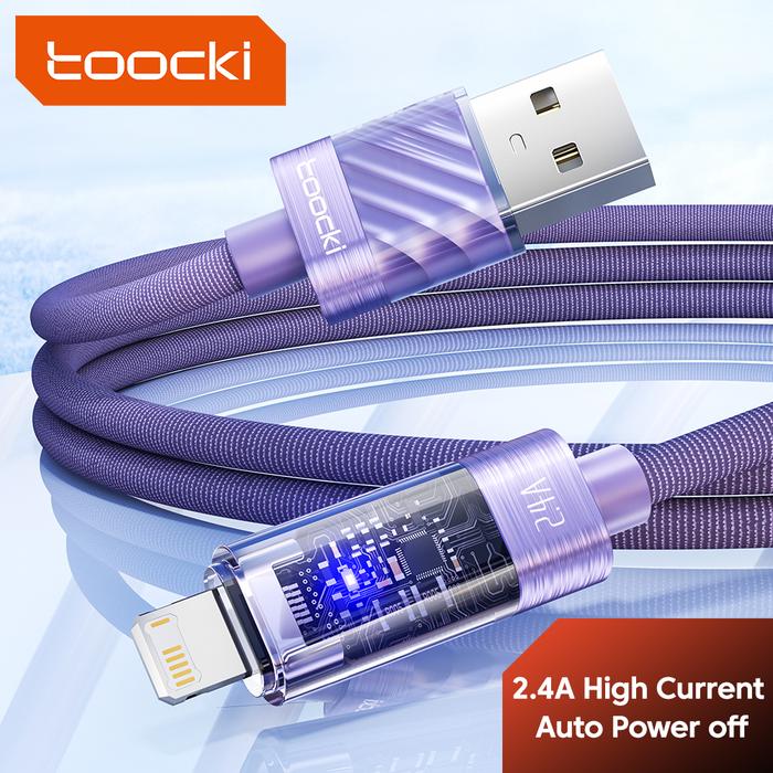 Toocki USB Lightning Cable Smart Auto Power-off 2.4A Charging Cable Data wire for iPhone 14 13 12 11