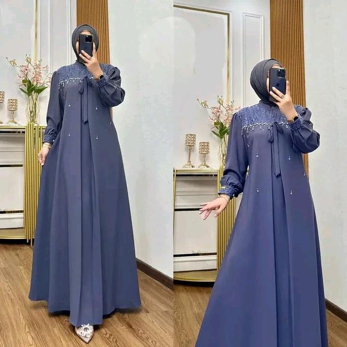 BISA COD RANIA DRESS Gamis Brukat Mewah Dress Kondangan Pesta