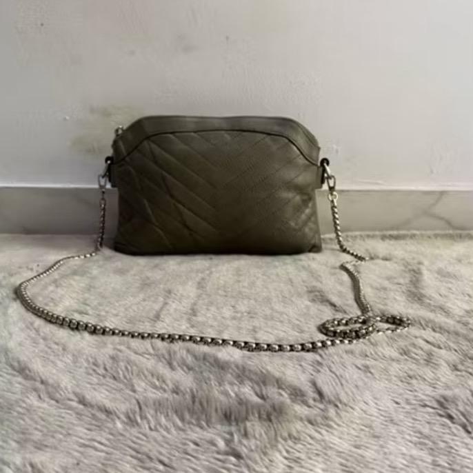 Sling bag tali rante ijo muda olive kulit dr della stella