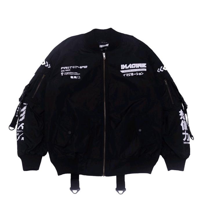 Terlaris Imagineco Jacket Bomber Hitam Pria Taslan Parasut Mayer "Prototype" Good Quality