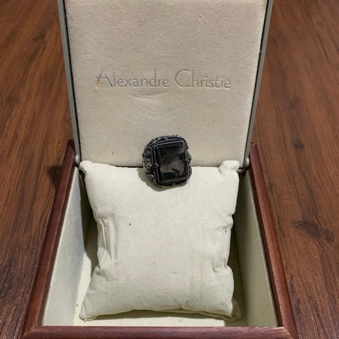 Batu basaltic tiger glass/BML perak pesanan ring 17