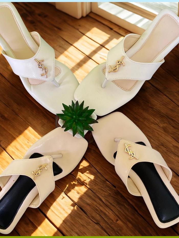 Sandal Heels YSL Elegant White Sendal