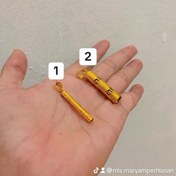 Liontin Bambu batang Mis.Maryam lapis emas 24 karat lapis keistal premium