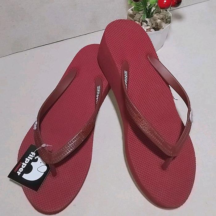 SANDAL WEDGES FLIPPER TERBARU 6CM RUBBER PREMIUM Sendal Wanita