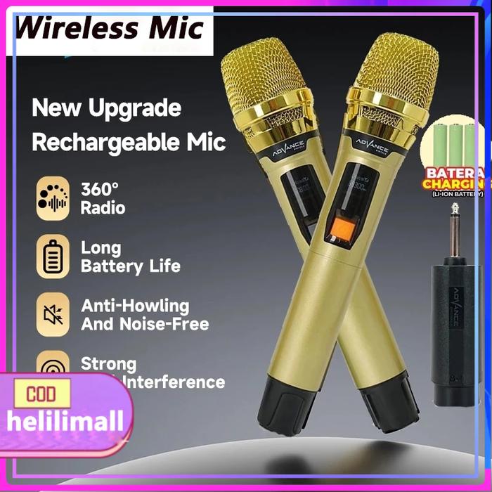 Microphone Dua Mic Profesional Wireless Karaoke Double Mic Advance Karaoke Professional