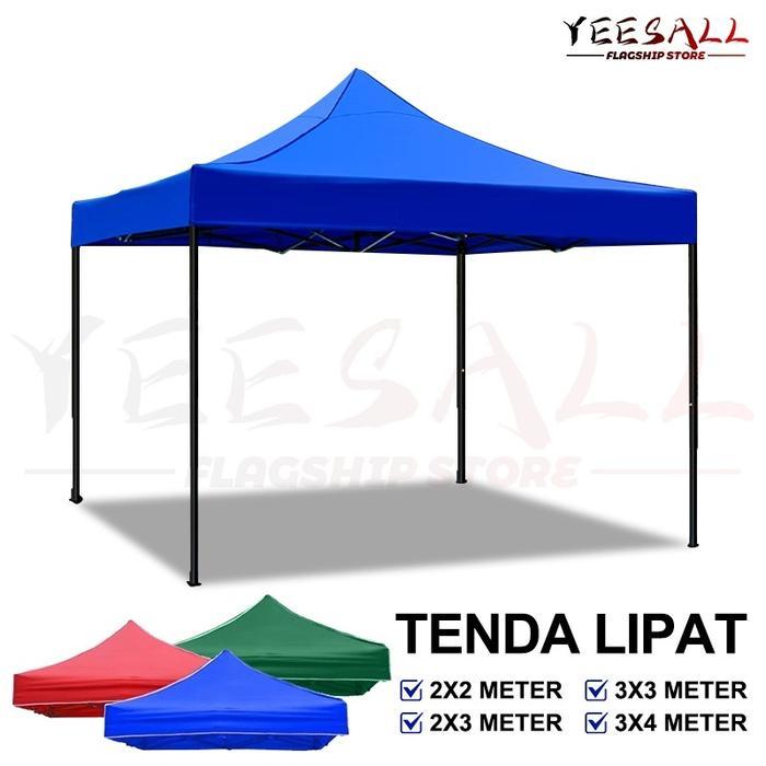 ASLI - TENDA LIPAT BESI 2X2 & 3X3 METER - GAZEBO PORTABLE TAHAN LAMA, KERANGKA KUAT UNTUK BERJUALAN 