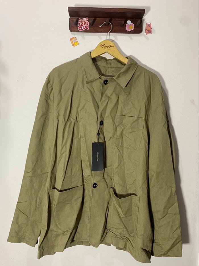 M*SSIMO DUTTI men's olive green overshirt or chore jacket