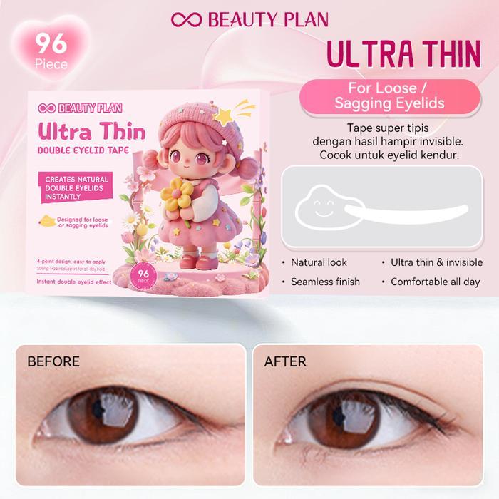 BEAUTY PLAN Double Eyelid Tape Dengan Pegangan Transparan Invisible cocok untuk pemula