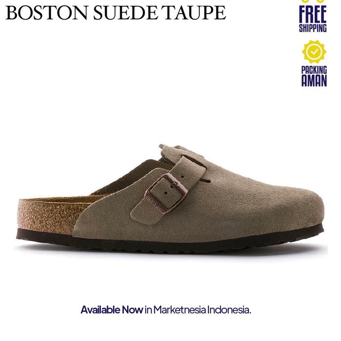 Sandal Birkenstock Boston Taupe Original BNIB Shoes Selop