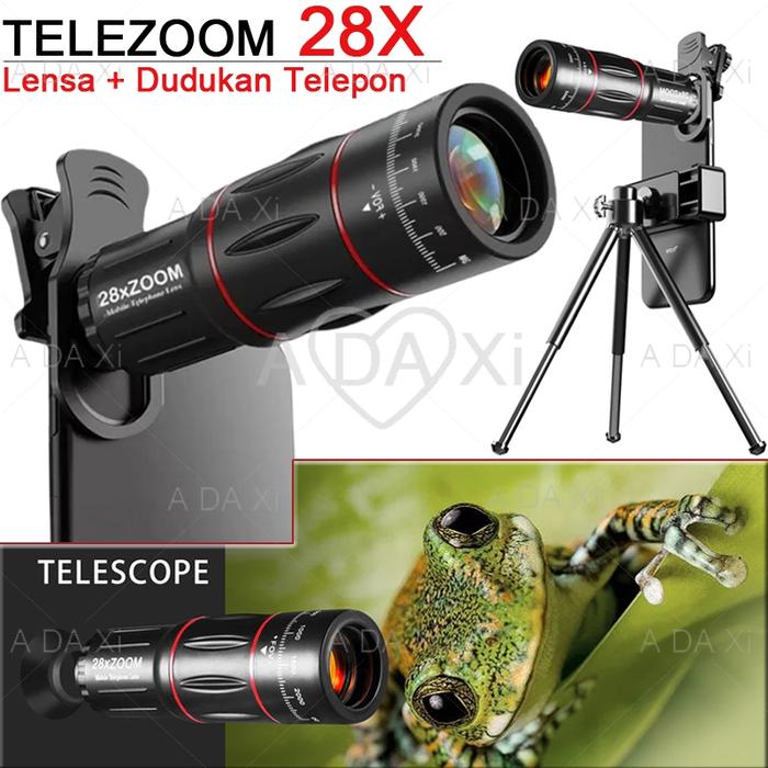 28X Lensa Tele Zoom HP Lens Teleskop Konser/Pemancingan dengan Lensa Telefoto Kamera TeleZoom Handph