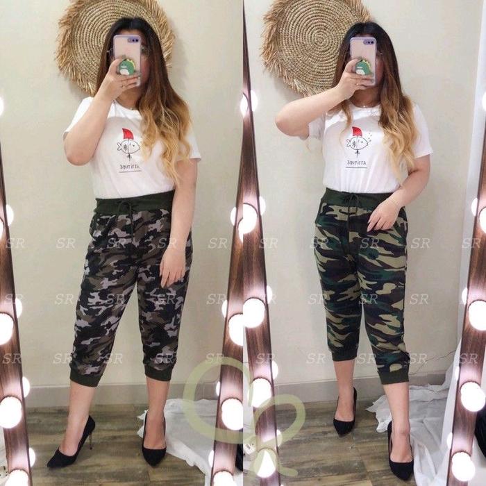 Celana Senam Wanita Model Jogger Army 7/8 Bahan Katun Premium adem dan lembut Tebal nyaman di pakai 