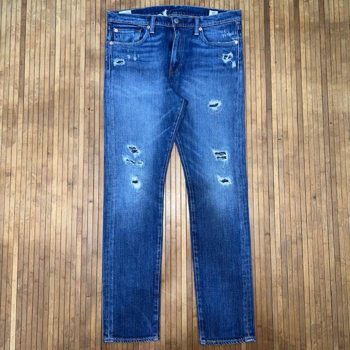CELANA PANJANG 510 SKINNY FIT BLUE WASH RIPPED DISTRESSED DENIM JEANS fred perry hugo boss