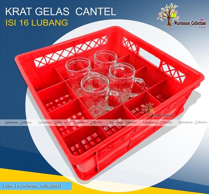 KRAT GELAS ES/ GELAS CANTEL // KRAT PLASTIK ISI 16 LUBANG// TEMPAT PENYIMPANAN GELAS GAGANG// WADAH 