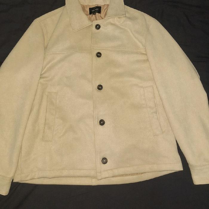 SIGNORE Minimal Button Suede Jacket Offwhite ukuran M