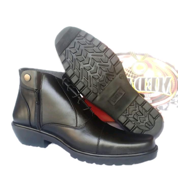 MANDIENS - Sepatu PDH Boots Pria Kulit Sapi Asli merek Medali K153 Sol Karet Tebal Koboi Tumit Klasi