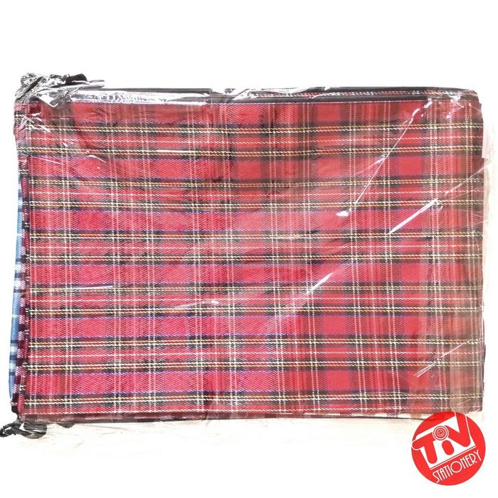 Map Zipper / Resleting Joyko Document Bag B4 Motif Kotak (1 pack = 12 pcs)