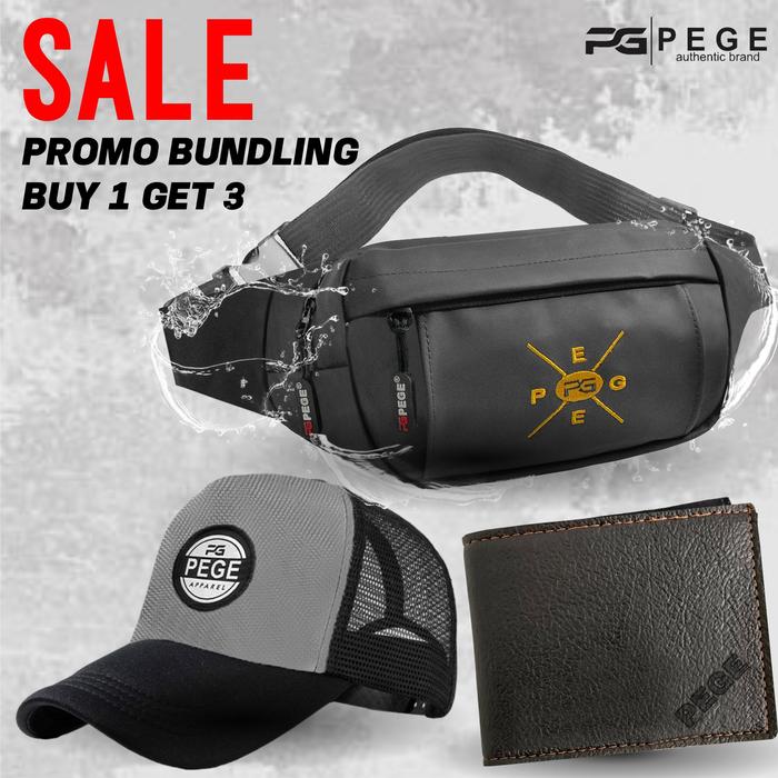 Bundling Paket Hemat Buy 1 Get 3 PEGE Thanos Waistbag Waterproof Topi Dompet Distro - PG Bundling 11