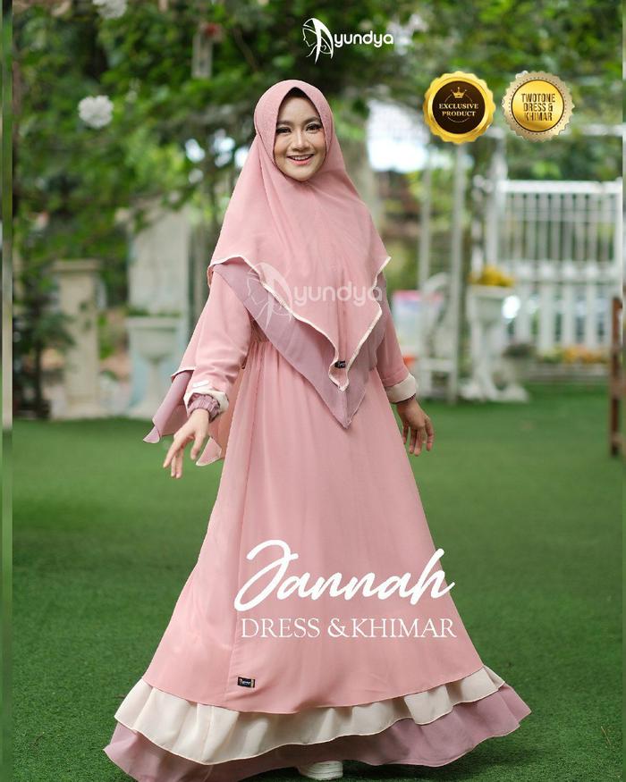 Jannah Dress set Khimar by Ayundya - Cherry Blossom