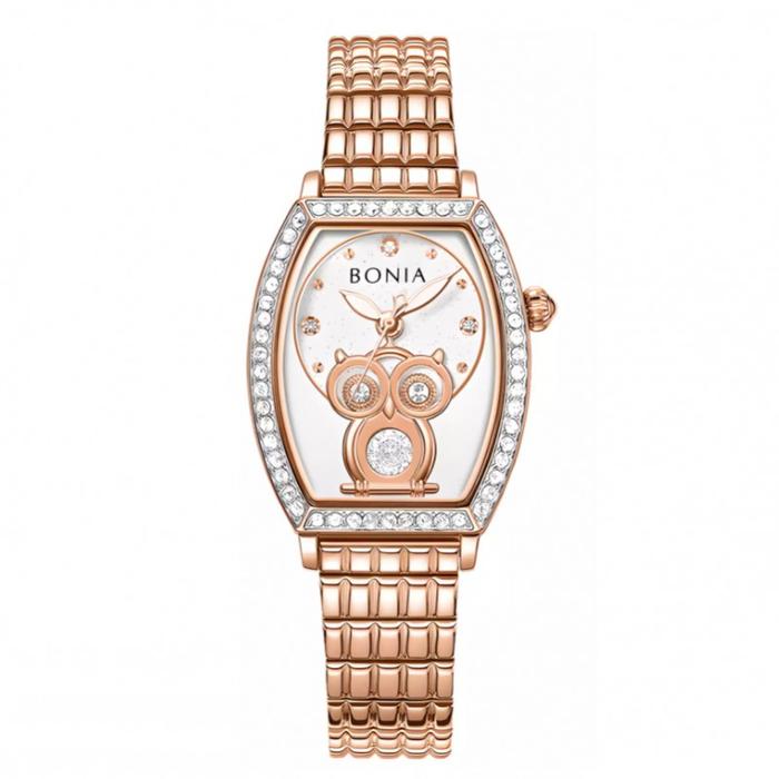 Bonia BNB10843-2517S Rosegold Owl Edition Jam Tangan Wanita Original