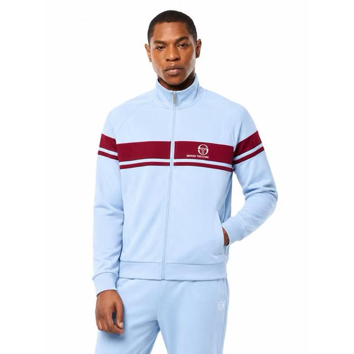 Sergio Tacchini Damarino Tracktop Jacket In Airy Blue / Burgundy