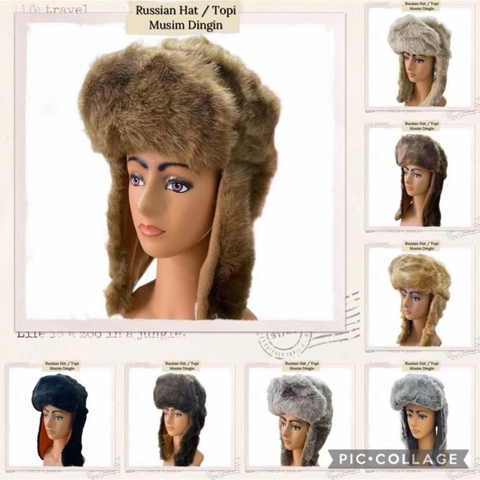 Topi Eskimo - Rusian hat - Topi bulu hangat - Topi musim dingin - Topi Tutup Telinga