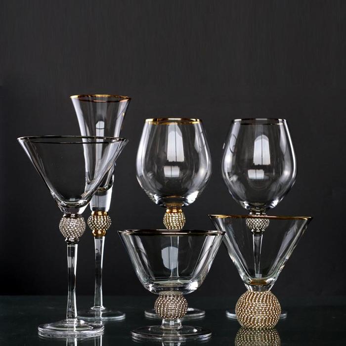 Creative gold rimmed goblet red wine glass wine set Champagne Cup