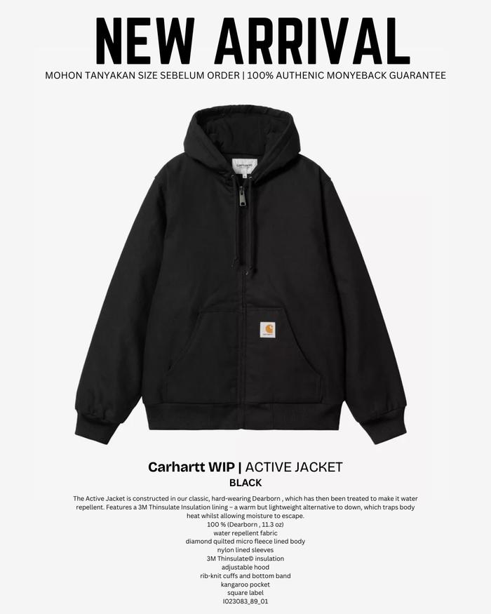 Carhartt WIP | ACTIVE JACKET | Jaket Water repealent Lengan panjang dengan hoodie pria dan wanita UN