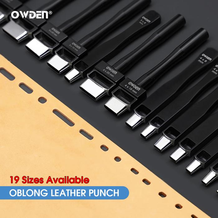 OWDEN Oblong Leather Punch Set for Belt Hole Puncher Oval Hole Strap Watch Band Flat Heavy Duty Leat