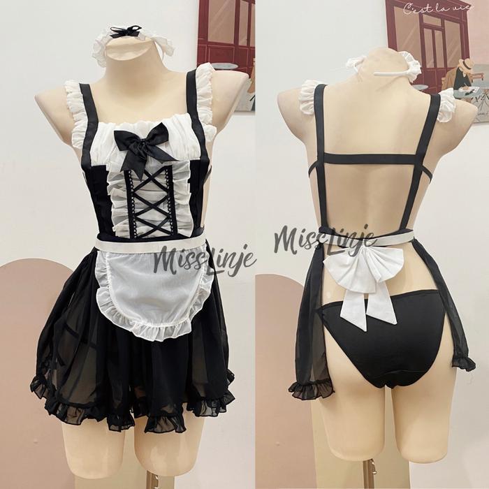 Terbaru Misslinje Baju Lingerie Cosplay Kostum Maid Apron Pelayan Jepang