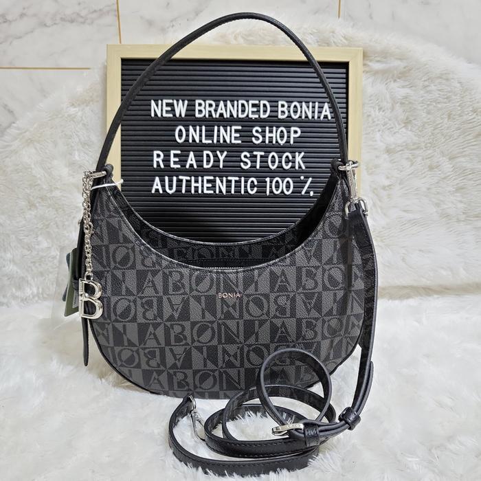 tas bonia sling shoulder bag sabit monogram hitam