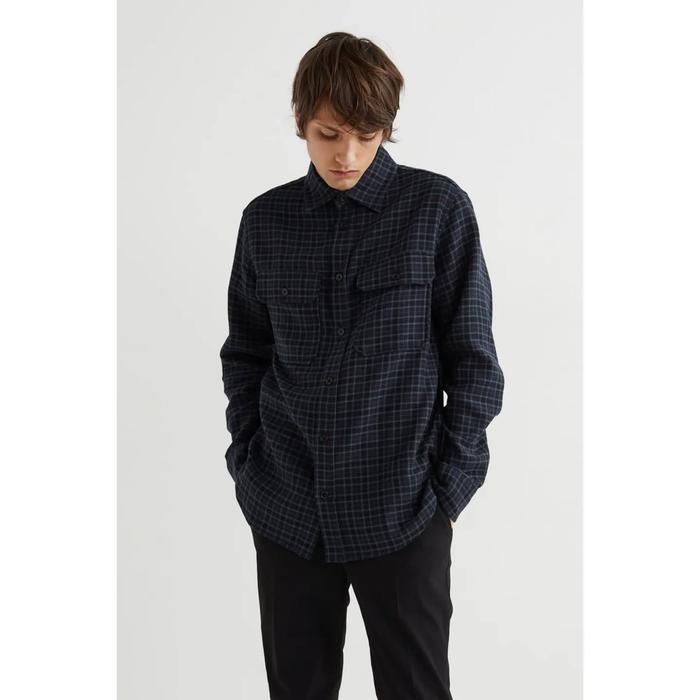 Kemeja Luaran H&M Twill Overshirt Checked Shirt Jacket New Original