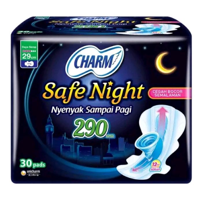 CHARM pembalut safenight 29 cm isi 30 murah ada variasi lainnya