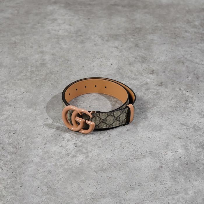 Ikat Pinggang GUCCI GG MARMONT NUDE MONOGRAM BEIGE REVERSIBLE BELT 100% ORIGINAL